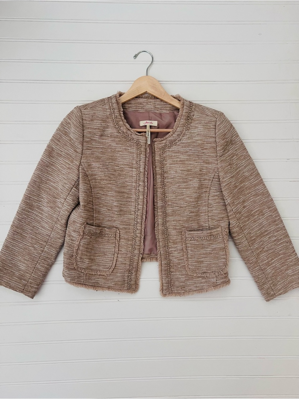 Frenchi Tweed Open Front Blazer